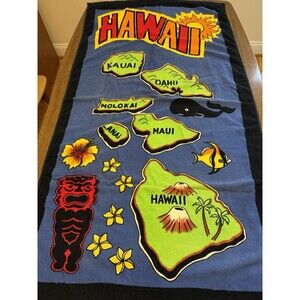 VTG 1980s HAWAII Islands Beach Towel 30x59 100% Cotton Taiwan